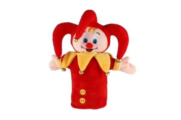 Pantin Kasparek marionnette à main en peluche 28cm avec grelots sur carte