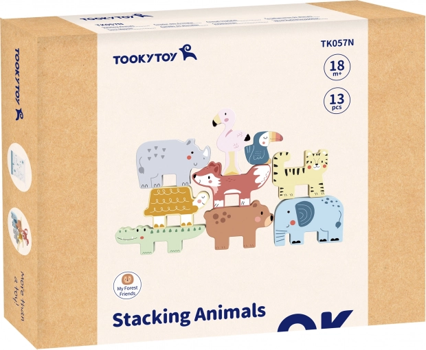 Blocs en bois animaux Montessori 9 pcs de Tooky Toy