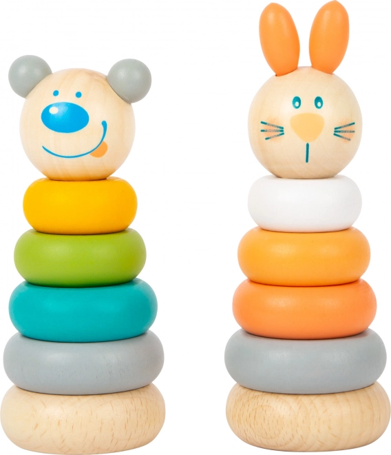 SMALL FOOT tour à empiler pastel – set en bois lapin et ours