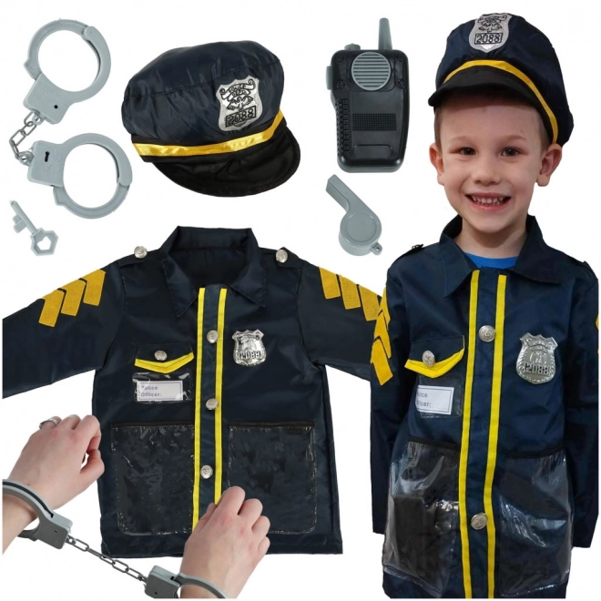 Costume de carnaval policier pour enfants avec ensemble d'accessoires, menottes et chapeau, pour âges 3-8 ans