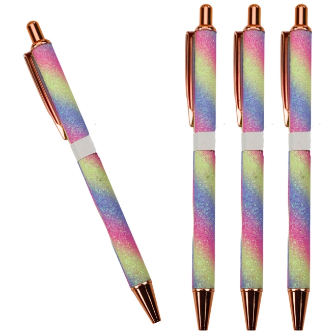 Stylo métallique automatique scintillant recharge bleue 1,0 mm
