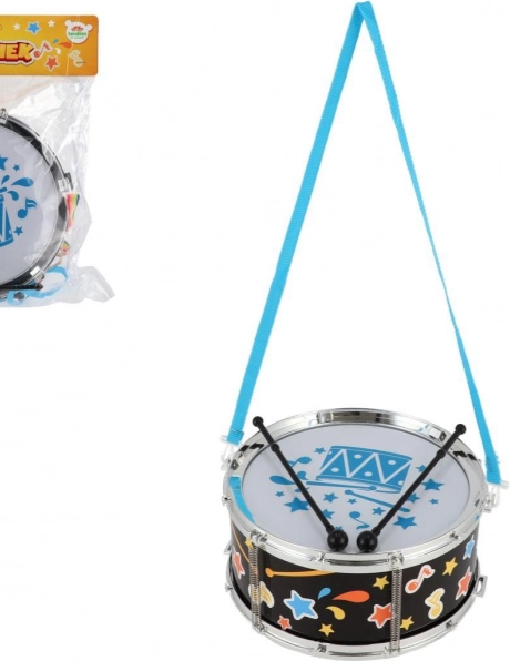 Tambour en plastique avec sangle et baguettes pour enfants