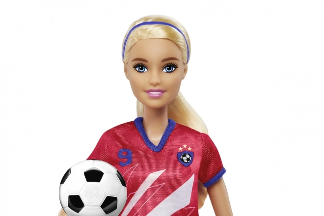 Barbie poupée de football en maillot rouge