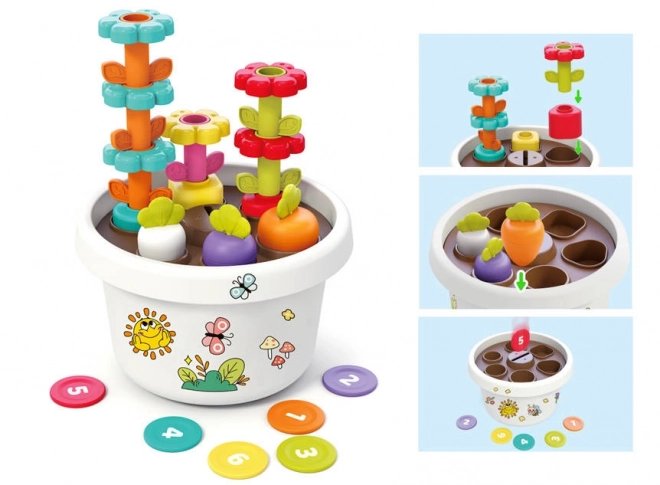 Ensemble éducatif avec pot de fleurs et trieur pyramidal pour enfants à partir de 12 mois - Hola