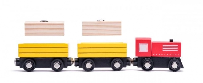 Ensemble de trains en bois avec grue 130 pièces