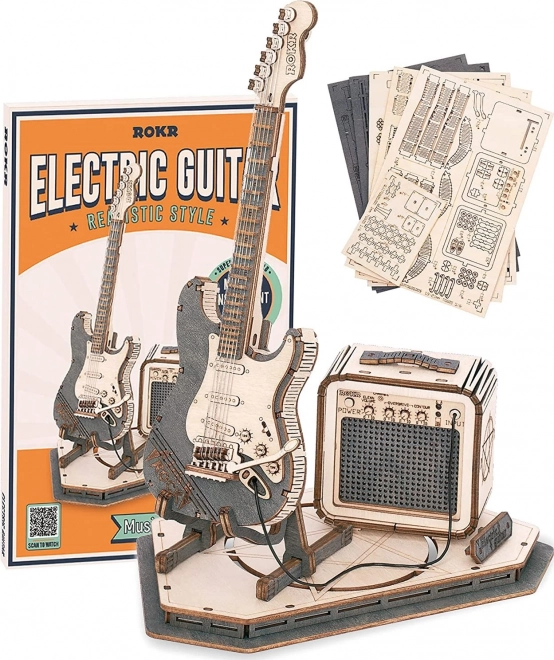 Puzzle 3D en bois RoboTime - Guitare Électrique