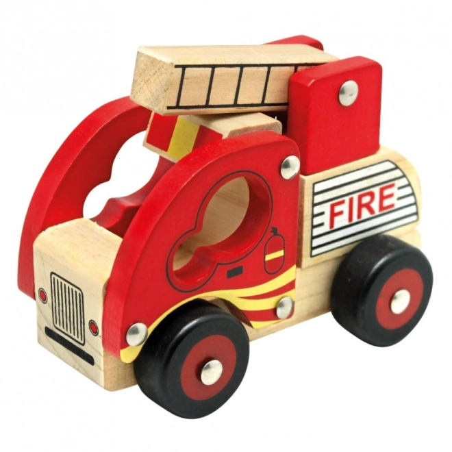 Voiture de pompiers en bois Bino