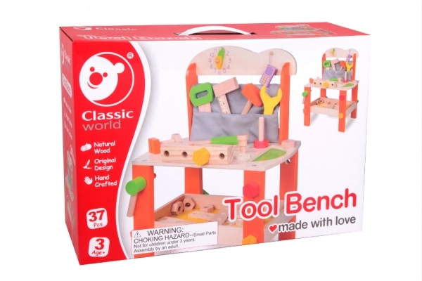 Banc de travail / Outils en bois 38 pièces 40x56x28cm dans une boîte 42x30x13cm