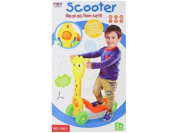 Trottinette enfant 4 roues girafe jaune