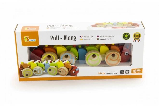 Chenille à tirer en bois