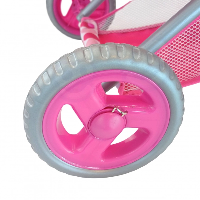 poussette pour poupées 3-en-1 rose avec pois