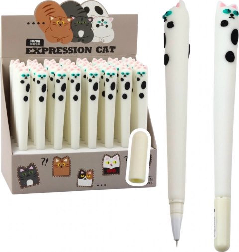 Stylo gel Chat Blanc encre bleue