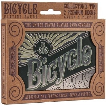 Coffret cadeau de deux jeux rétro en boîte métallique BICYCLE