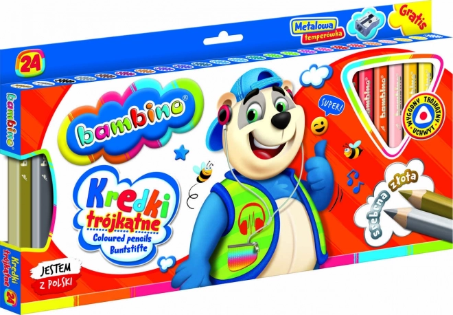 Crayons triangulaires avec taille-crayon Bambino - 24 pièces