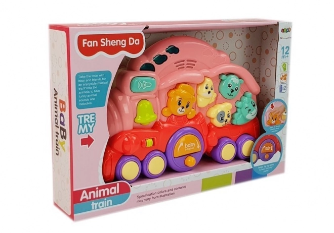 Locomotive rose interactive avec animaux et effets lumineux