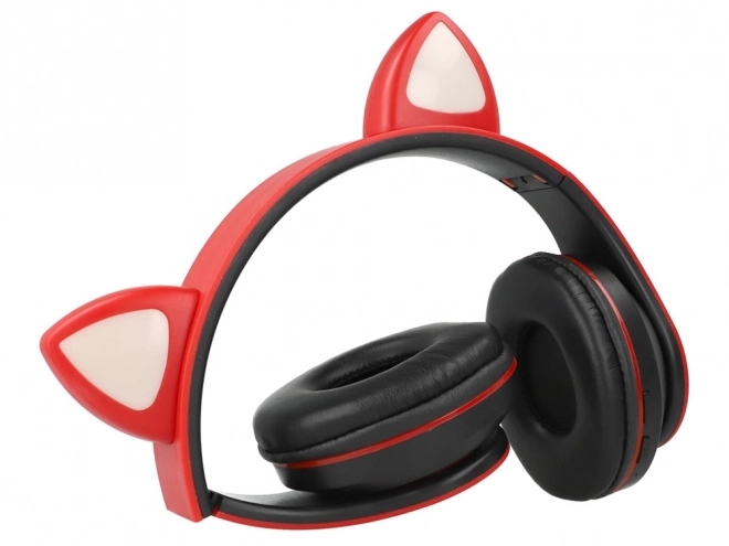 Casque sans fil bluetooth radio fm mp3 oreilles de chat éclairage led