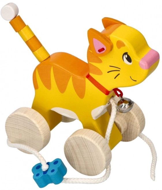 Jouet à tirer en bois chat