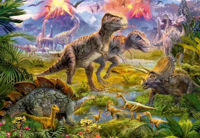 Puzzle 500 pièces, rencontre de dinosaures