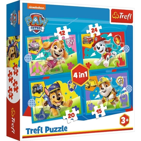 Puzzle 4 en 1 Chiens en course Pat' Patrouille