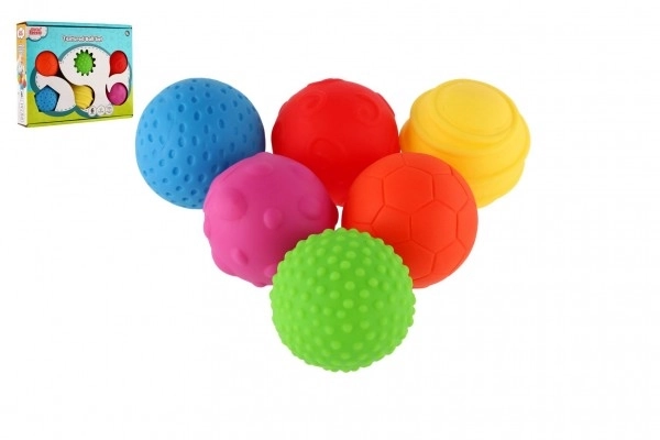 Ensemble de balles 6pcs avec texture en caoutchouc 6cm en boîte 6m+