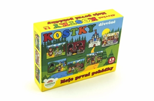 Cubes en bois Mes premiers contes de fées 12 pcs dans une boîte 17x12,5x4cm