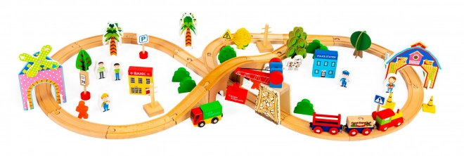 Chemin de fer en bois 74 pièces Ecotoys