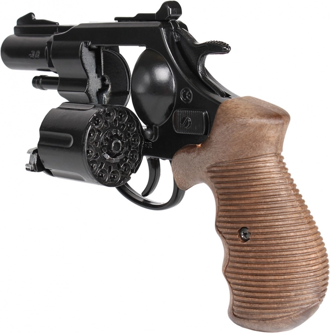 Revolver de police en métal noir Gold Collection - 12 coups