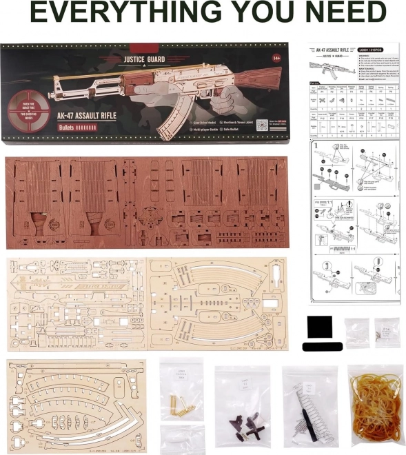 RoboTime 3D Puzzle mécanique en bois fusil d'assaut AK-47