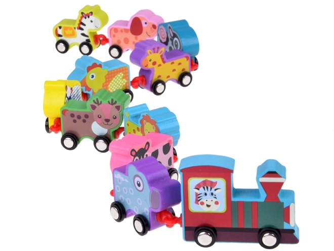 Blocs en bois animaux locomotive train 11 pièces ZA3600
