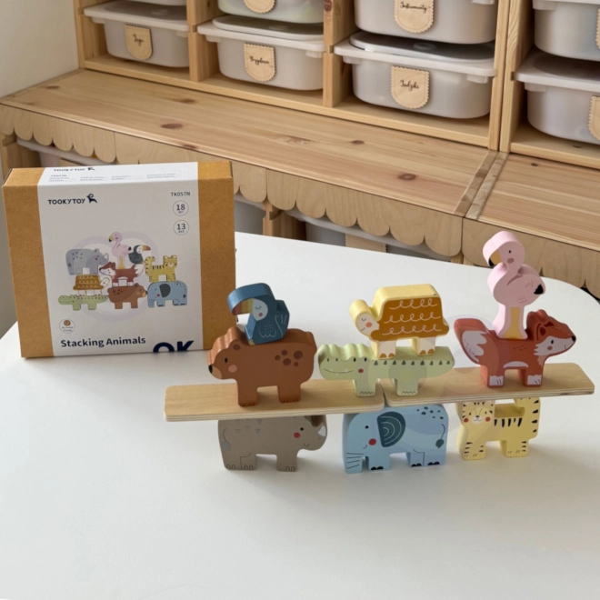 Blocs en bois animaux Montessori 9 pcs de Tooky Toy