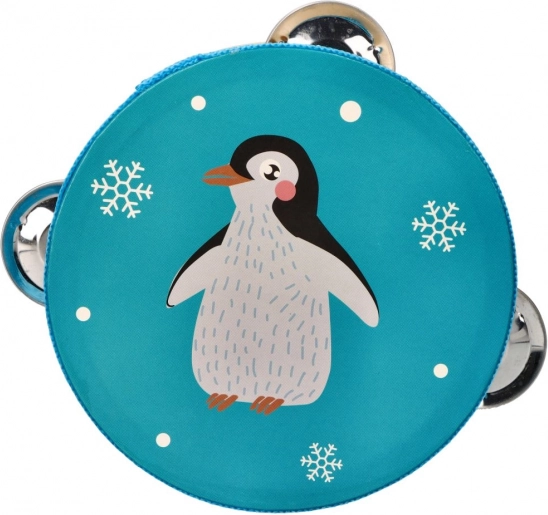 Tambourin avec pingouin pour enfants 13 cm