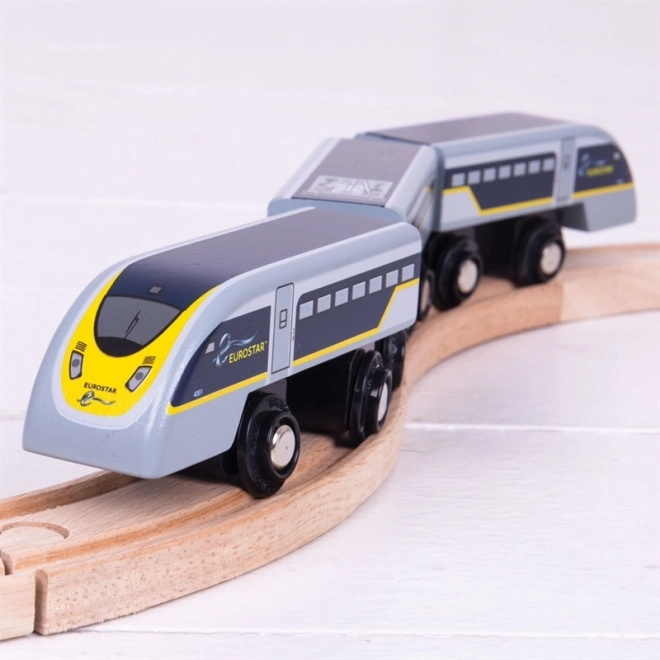Train rapide Eurostar E320 avec rails