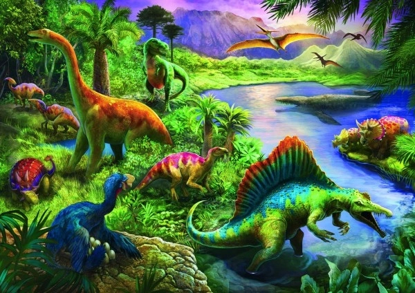 Puzzle Dinosaures 200 pièces 48x34cm en boîte 33x23x4cm