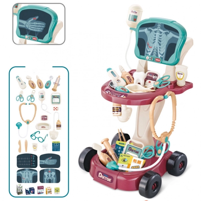 Trousse de médecin avec ECG sur roulettes