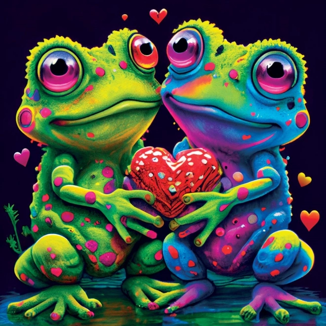 Puzzle carré ‘Grenouilles Amoureuses’