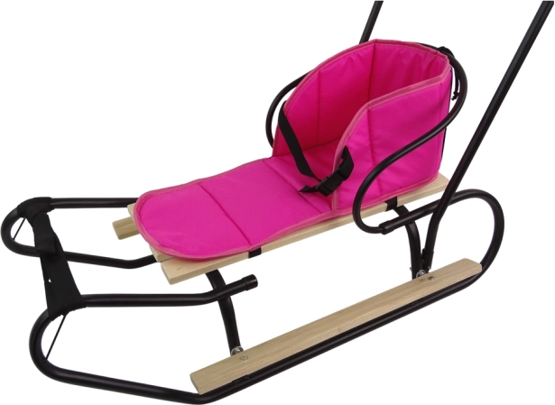Coussin rose pour luge avec trois fixations