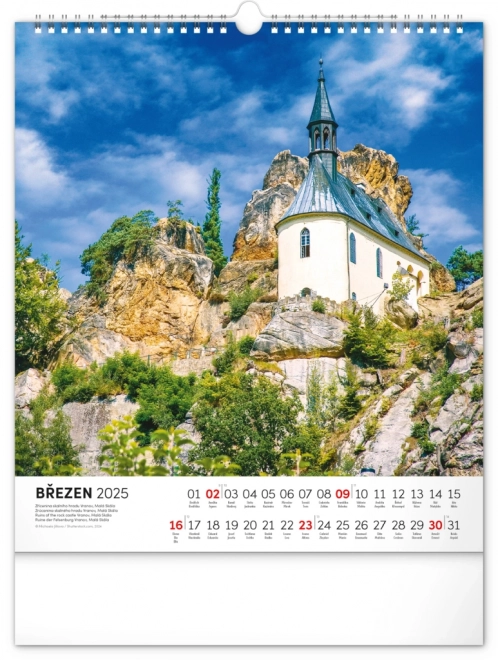 Calendrier mural Tchèque NOTIQUE 2025, 30 x 34 cm
