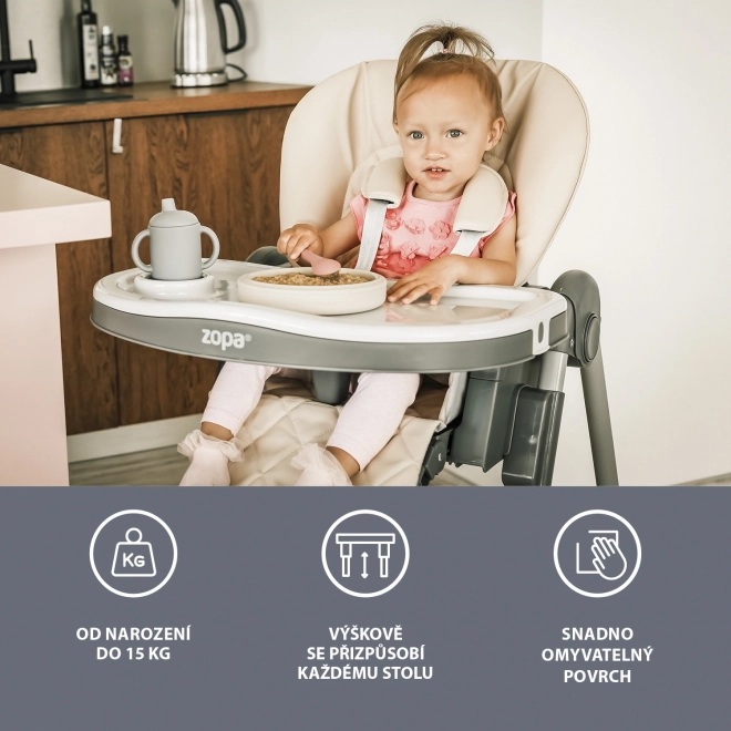 Chaise haute bébé Monti 2, Beige Diamant