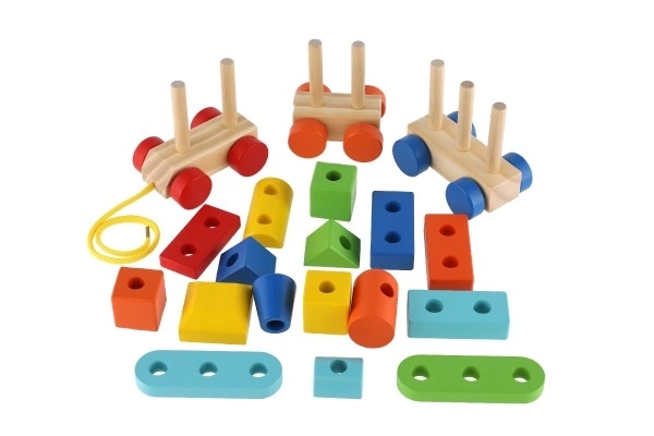 Petit train en bois coloré avec wagons de Mertens