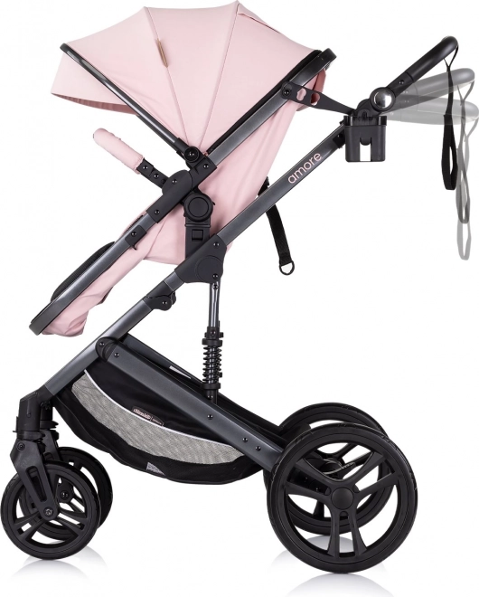 Poussette combinée Amore 2en1 rose guimauve