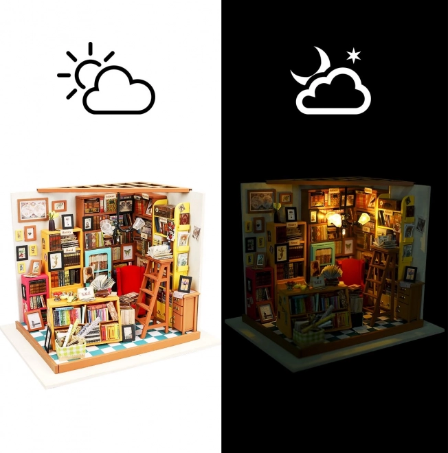 Samova studovna - Bibliothèque DIY Miniature Maison de Poupées