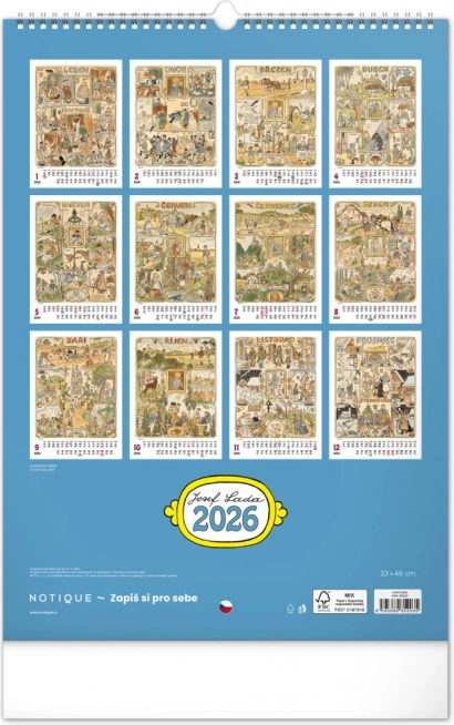 Calendrier mural Josef Lada 2026