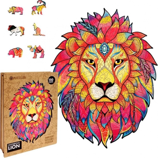 Puzzle magique en bois coloré - Lion mystérieux