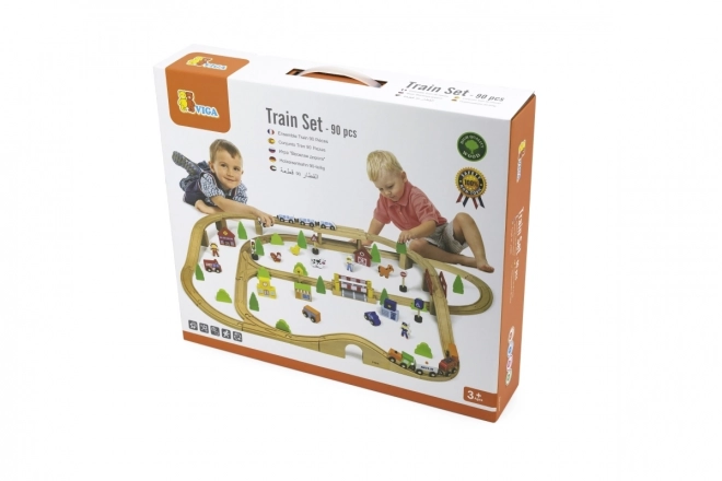 Viga Circuit de train en bois 90 pcs