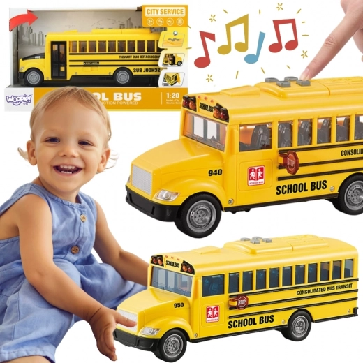 Autobus scolaire interactif WOOPIE 1:20 avec effets et portes ouvrantes