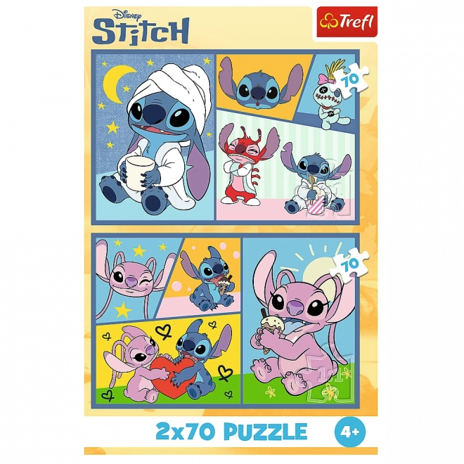 Puzzle 2x70 - Disney Lilo et Stitch - Sans ennui avec Stitch