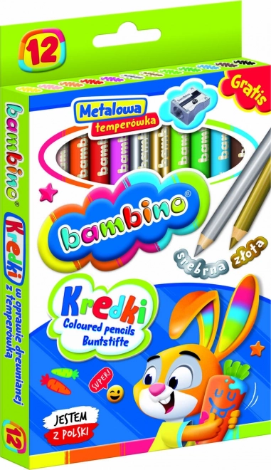 Crayons de couleur avec taille-crayon Bambino - 12 pièces