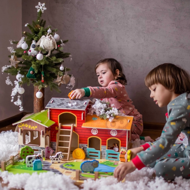 Mega Ferme figurines d'animaux étable et poulailler 18 pcs