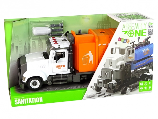 Camion poubelle à dévisser avec accessoires orange