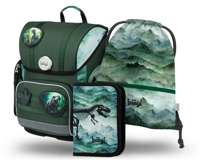 Ensemble scolaire Baagl Ergo Dino: cartable, trousse et sac